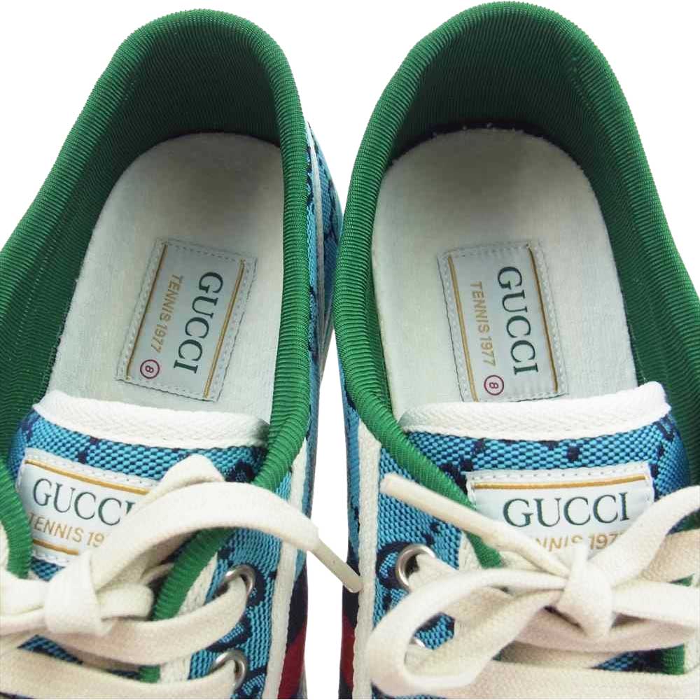 GUCCI グッチ 1977 TENNIS テニス GGキャンバス ローカット スニーカー ブルー系 8【新古品】【未使用】【中古】