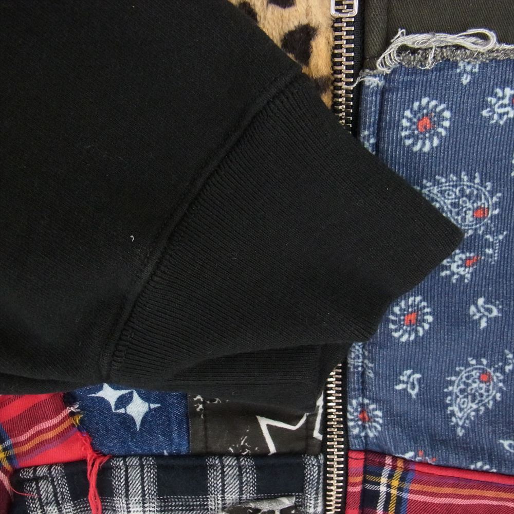 Supreme シュプリーム 22AW Patchwork Zip Up Hooded Sweatshirt パッチワーク アーチロゴ ジップ フーディ  ブラック系 L【美品】【中古】