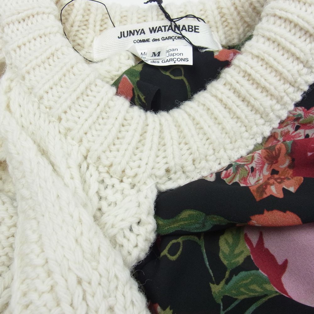 JUNYA WATANABE COMME des GARCONS ジュンヤワタナベコムデギャルソン 22AW  ニット 切り替え ワンピース ホワイト系 M【新古品】【未使用】【中古】