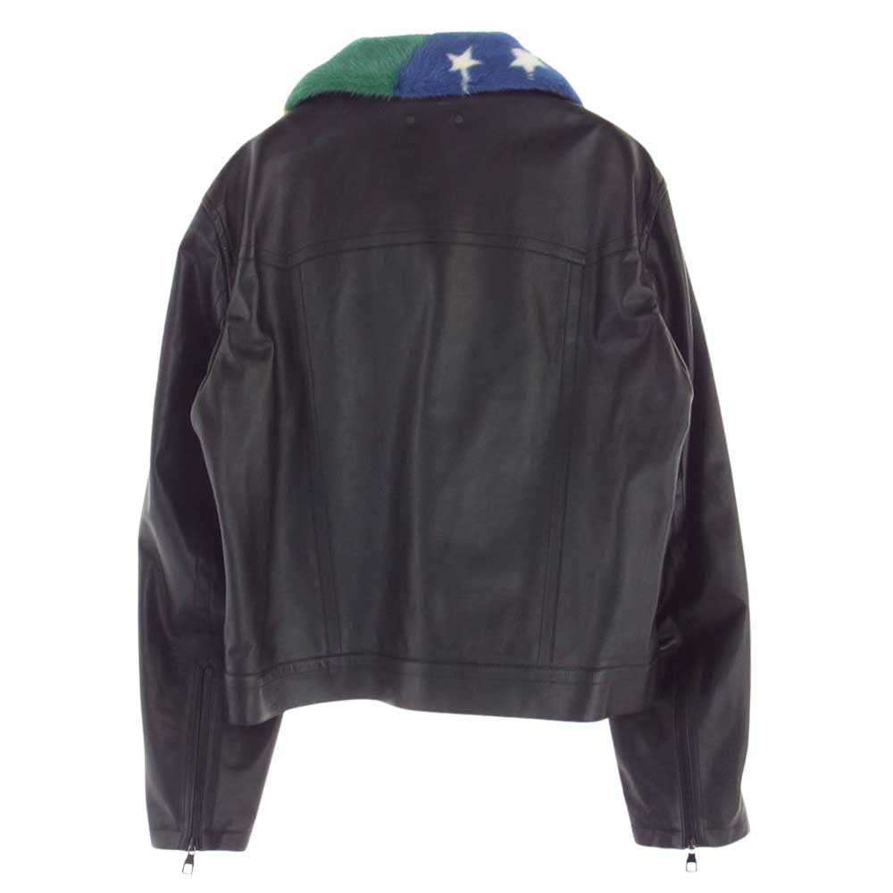 LOUIS VUITTON ルイ・ヴィトン 19AW  HHL60ERDS American Brazilian Fur Callor Leather Jacket ランウェイモデル 取り外し襟付 レザーシングル ライダー ズブルゾン ジャケット ブラック系 50【美品】【中古】