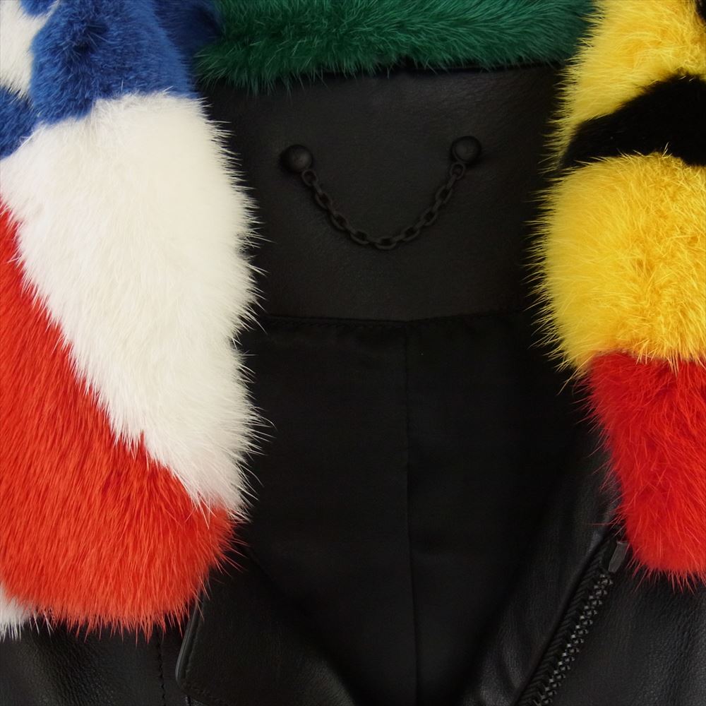 LOUIS VUITTON ルイ・ヴィトン 19AW  HHL60ERDS American Brazilian Fur Callor Leather Jacket ランウェイモデル 取り外し襟付 レザーシングル ライダー ズブルゾン ジャケット ブラック系 50【美品】【中古】
