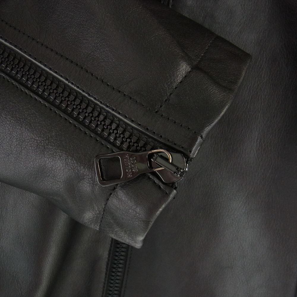 LOUIS VUITTON ルイ・ヴィトン 19AW  HHL60ERDS American Brazilian Fur Callor Leather Jacket ランウェイモデル 取り外し襟付 レザーシングル ライダー ズブルゾン ジャケット ブラック系 50【美品】【中古】
