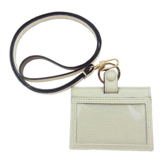 ラルコバレーノ ゴートレザー ID ケース オフホワイト系【中古】