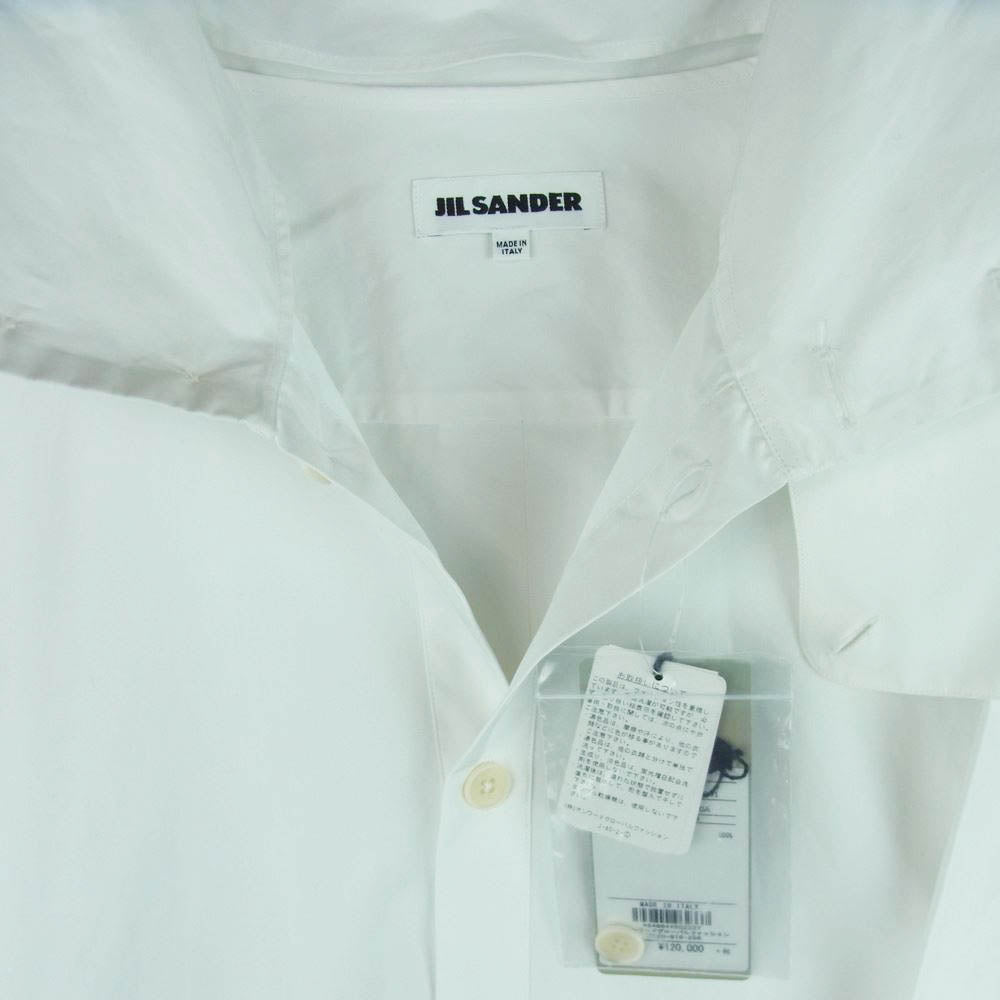 JIL SANDER ジルサンダー JSUO740726 MO244200 国内正規品 スタンドカラー ハイネック オーバー サイズ 長袖 シャツ ホワイト系 39【中古】