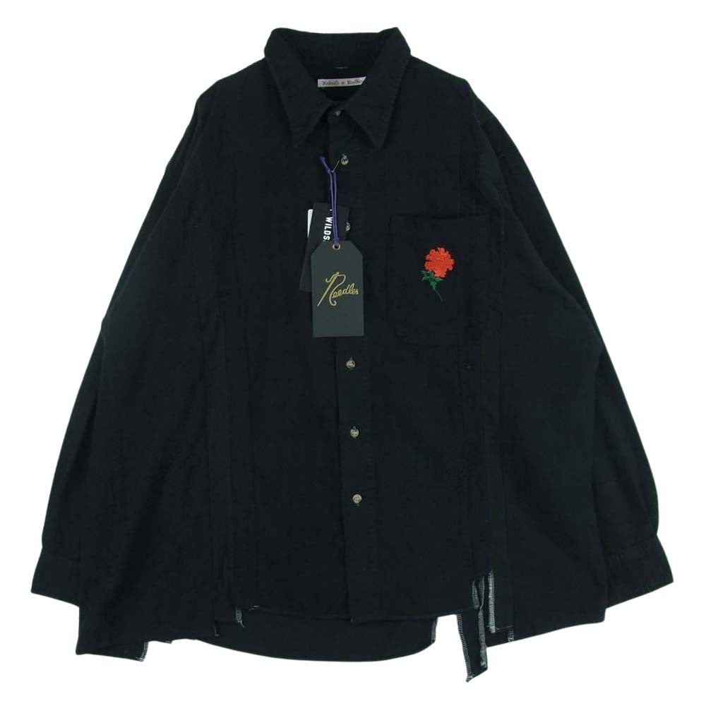 Yohji Yamamoto POUR HOMME ヨウジヤマモトプールオム SE-B04-039-1-03 wildside × REBUILD by NEEDLES Flannel 7cut Wide Shirt ワイルドサイト ニードルス フランネル 長袖 シャツ ブラック系 サイズ表記なし【極上美品】【中古】