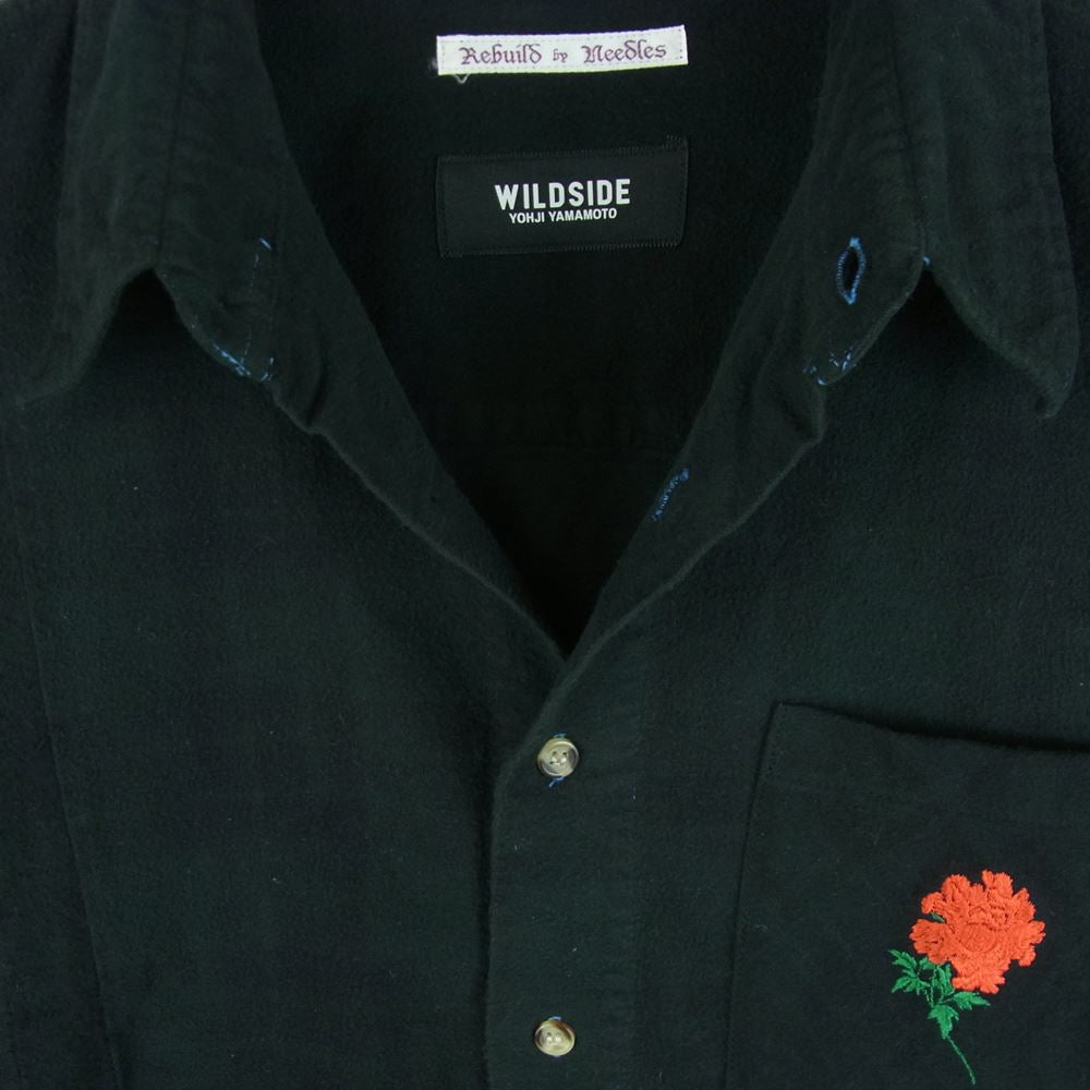 Yohji Yamamoto POUR HOMME ヨウジヤマモトプールオム SE-B04-039-1-03 wildside × REBUILD by NEEDLES Flannel 7cut Wide Shirt ワイルドサイト ニードルス フランネル 長袖 シャツ ブラック系 サイズ表記なし【極上美品】【中古】