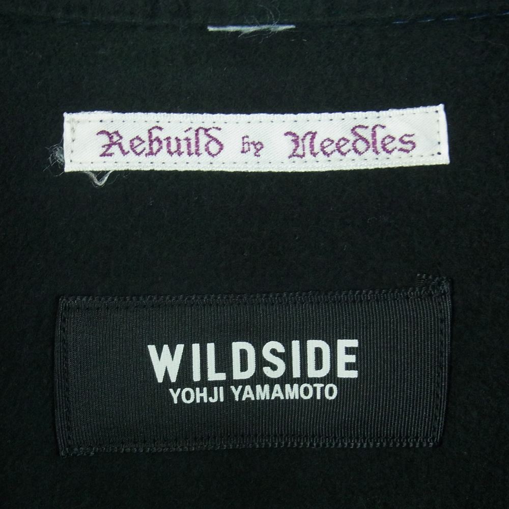 Yohji Yamamoto POUR HOMME ヨウジヤマモトプールオム SE-B04-039-1-03 wildside × REBUILD by NEEDLES Flannel 7cut Wide Shirt ワイルドサイト ニードルス フランネル 長袖 シャツ ブラック系 サイズ表記なし【極上美品】【中古】