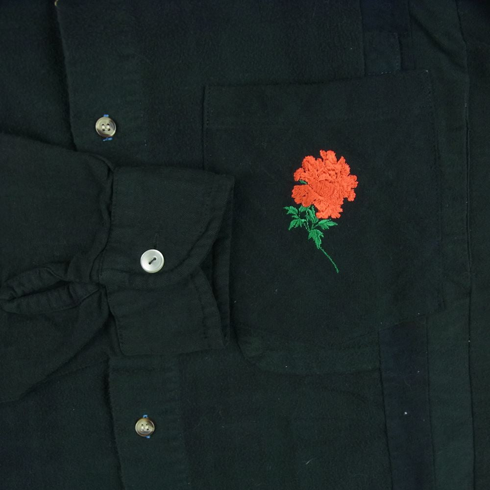 Yohji Yamamoto POUR HOMME ヨウジヤマモトプールオム SE-B04-039-1-03 wildside × REBUILD by NEEDLES Flannel 7cut Wide Shirt ワイルドサイト ニードルス フランネル 長袖 シャツ ブラック系 サイズ表記なし【極上美品】【中古】