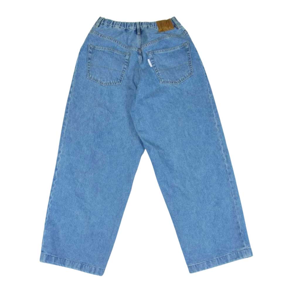 NEON SIGN ネオンサイン N0344 WIDE DENIM SLACKS USED ダメージ加工 ワイド デニム スラックスパンツ インディゴブルー系 46(w28相当)【中古】