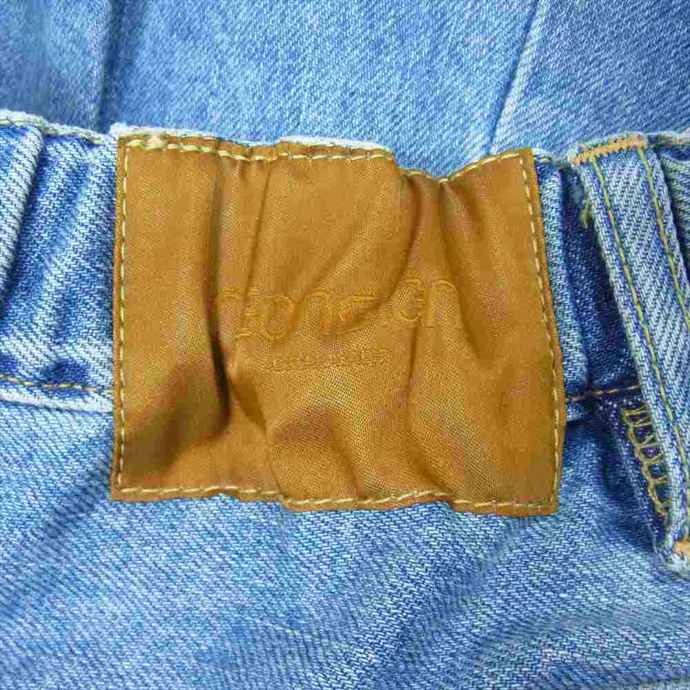 NEON SIGN ネオンサイン N0344 WIDE DENIM SLACKS USED ダメージ加工 ワイド デニム スラックスパンツ インディゴブルー系 46(w28相当)【中古】