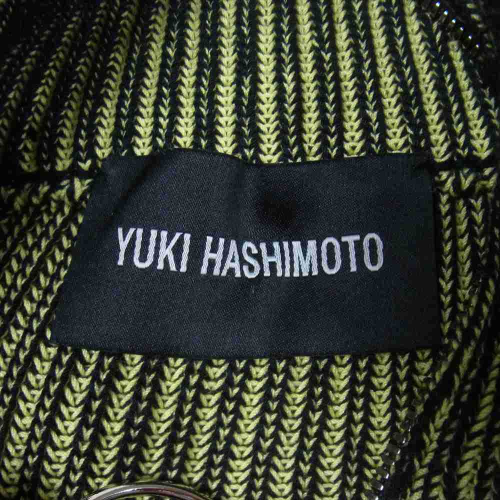 ユウキハシモト 211-01-0502 ONBOARD JUMPER エルボーパッチ ハーフジップ リングジップ ニット セーター ブラック系 ライトグリーン系 46【中古】