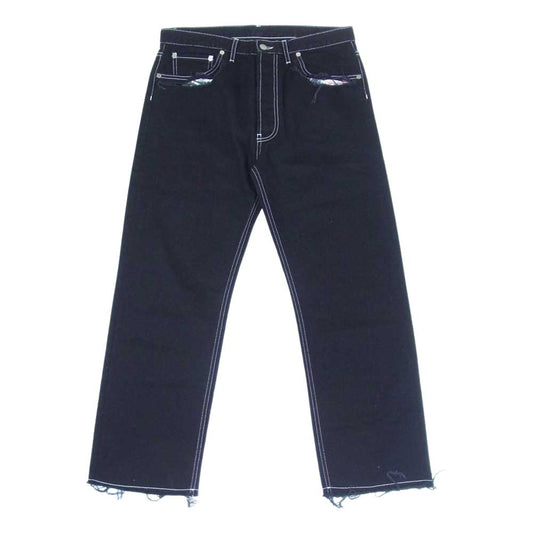 MAISON MARGIELA メゾンマルジェラ 20SS S30LA0160 S30496 10ライン 四つタグ グラフィティ ステッチ ダメージ加工 カットオフ デニムパンツ インディゴブルー系 30【中古】