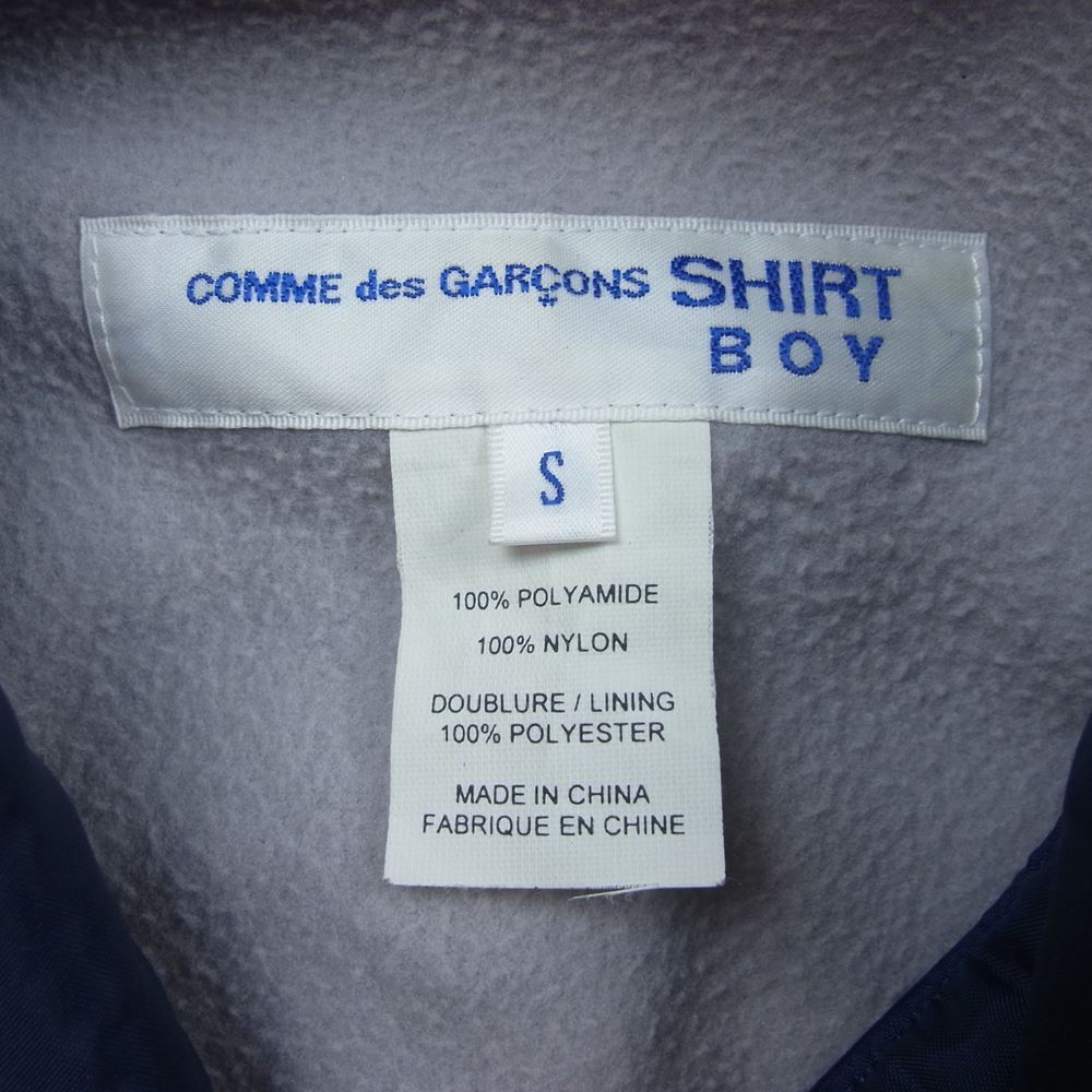 COMME des GARCONS コムデギャルソン SHIRT BOY 15AW W23919 バックロゴ 裏フリース コーチジャケット ネイビー系 S【中古】