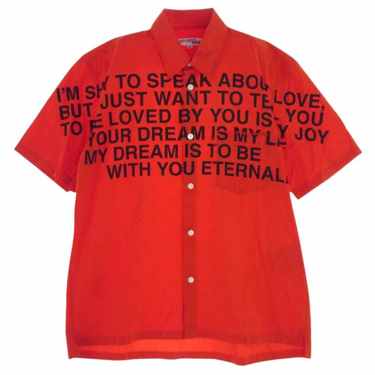 JUNYA WATANABE COMME des GARCONS MAN ジュンヤワタナベコムデギャルソンマン 02SS WE-B013 メッセージプリント 半袖 シャツ レッド系 M【中古】