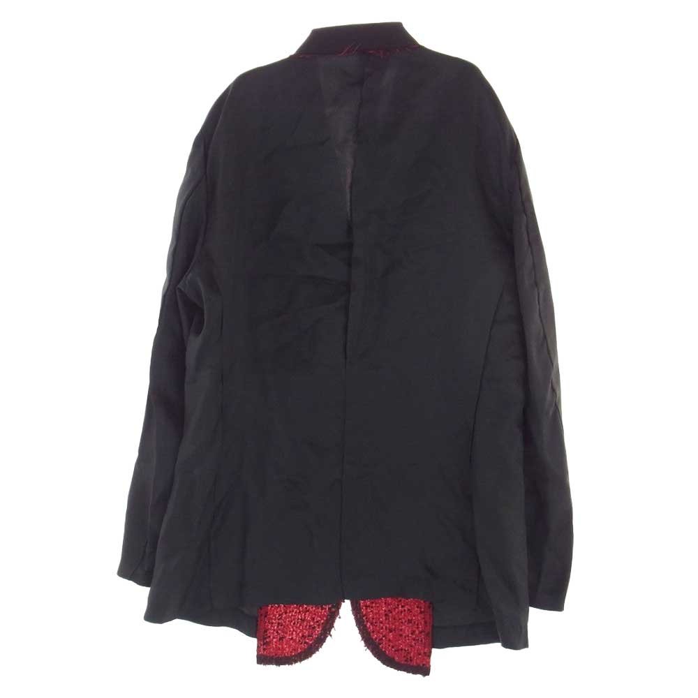 COMME des GARCONS HOMME PLUS コムデギャルソンオムプリュス 02AW PG-J046 四つの黒期 アーカイブ ツイード切替 キュプラ ジャケット ブラック系 ワインレッド系 M【美品】【中古】