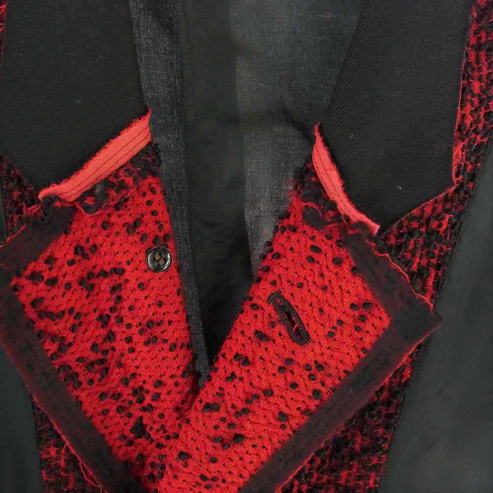 COMME des GARCONS HOMME PLUS コムデギャルソンオムプリュス 02AW PG-J046 四つの黒期 アーカイブ ツイード切替 キュプラ ジャケット ブラック系 ワインレッド系 M【美品】【中古】