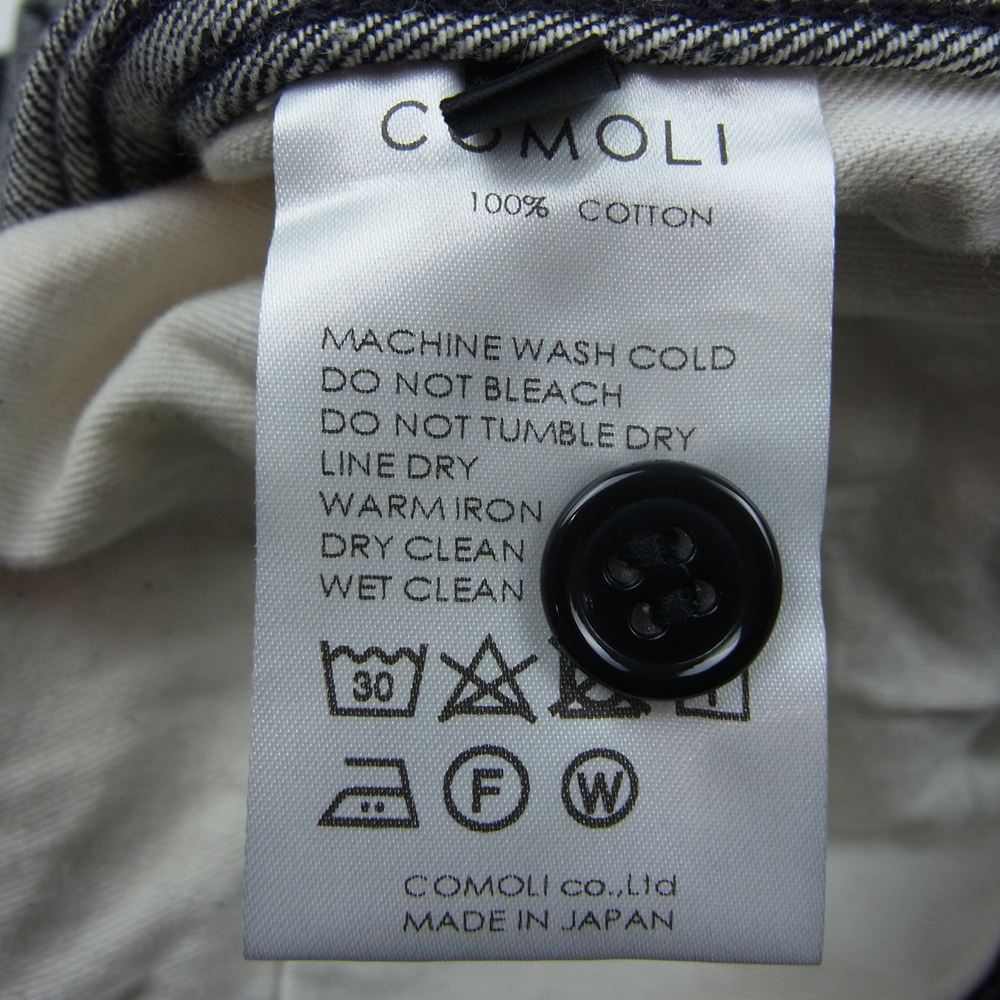 COMOLI コモリ 21AW U03-0311 ベルテッド デニムパンツ ブラックエクリュ ブラック系 2【美品】【中古】