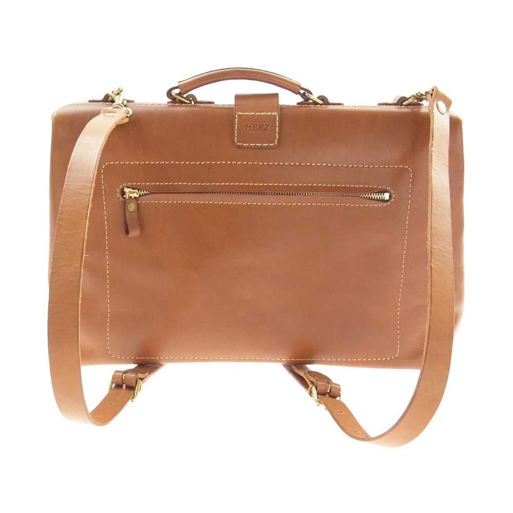 HERZ ヘルツ ソフトダレスバッグ 3way ビジネス ショルダー バックパック リュック Mサイズ ブラウン系【中古】