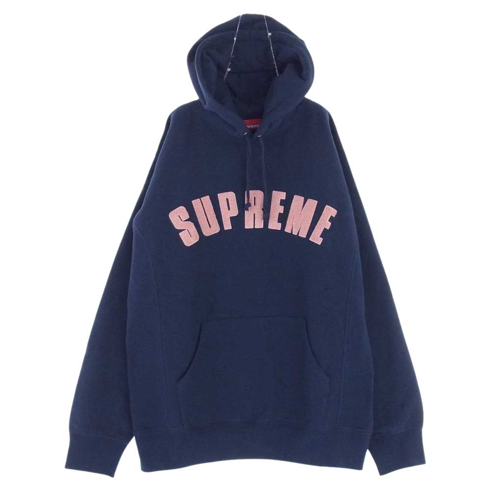 Supreme シュプリーム 17SS Chenille Arc Logo Hooded Sweatshirt アーチロゴ スウェット ネイビー系 XL【新古品】【未使用】【中古】