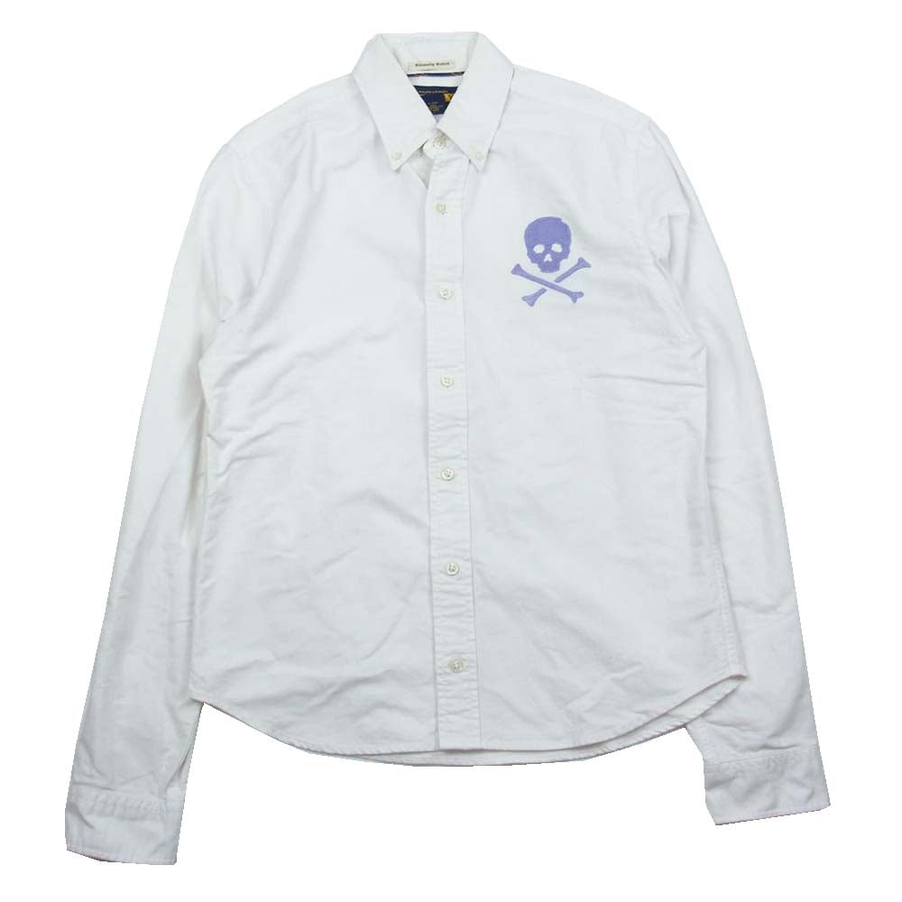 RALPH LAUREN ラルフローレン rugby ラグビー スカル ドクロ 刺繍 BD シャツ ホワイト系 S【中古】