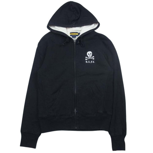 RALPH LAUREN ラルフローレン rugby ラグビー スカル ドクロ フルジップ スウェットパーカー ブラック系 S【中古】