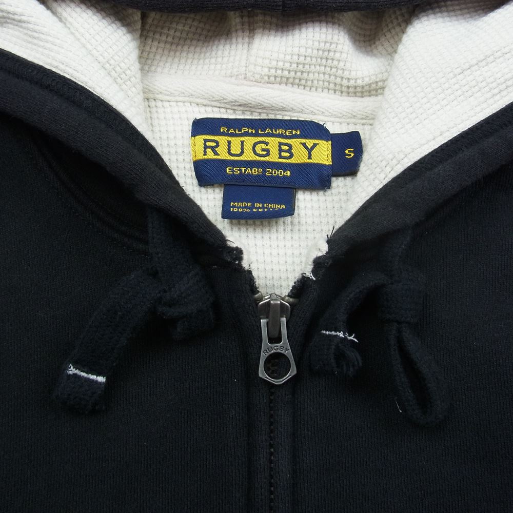 RALPH LAUREN ラルフローレン rugby ラグビー スカル ドクロ フルジップ スウェットパーカー ブラック系 S【中古】