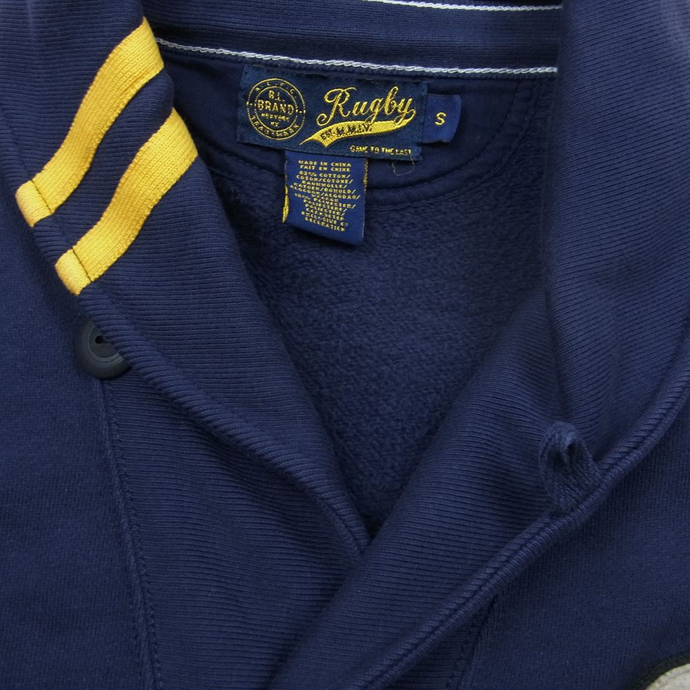 RALPH LAUREN ラルフローレン rugby ラグビー スカル ドクロ ショールカラー コットン スウェット カーディガン ネイビー系 ネイビー系 S【中古】