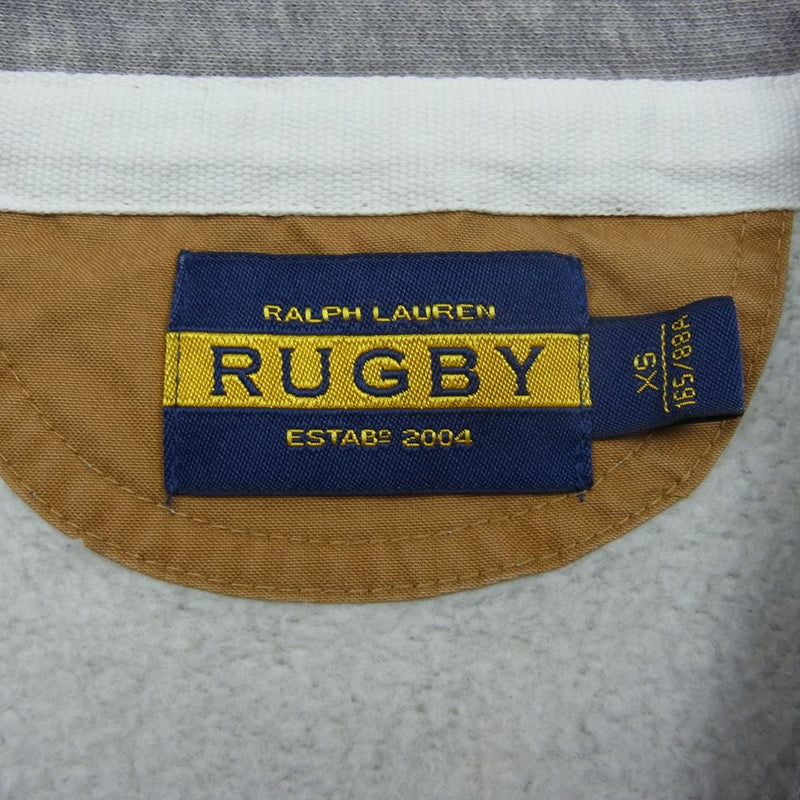 RALPH LAUREN ラルフローレン rugby ラグビー ガンパッチ付 コットン スウェット カーディガン グレー系 XS【中古】