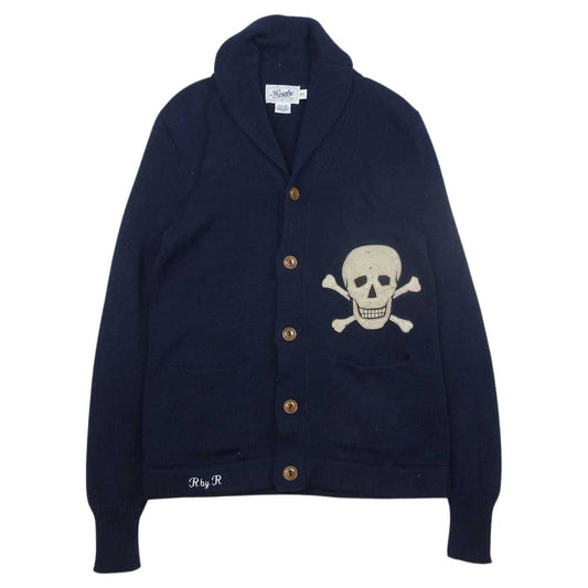 RALPH LAUREN ラルフローレン rugby ラグビー スカル ドクロ ショールカラー コットン ニット カーディガン ネイビー系 ネイビー系 XS【中古】