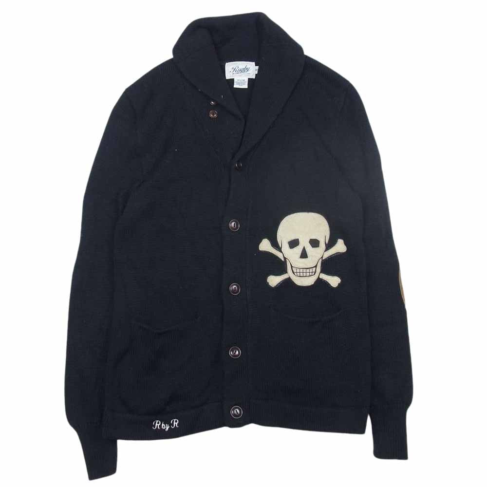 RALPH LAUREN ラルフローレン rugby ラグビー スカル ドクロ ショールカラー コットン ニット カーディガン ブラック系 ブラック系 XS【中古】