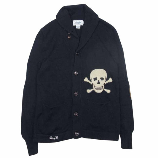 RALPH LAUREN ラルフローレン rugby ラグビー スカル ドクロ ショールカラー コットン ニット カーディガン ブラック系 ブラック系 XS【中古】