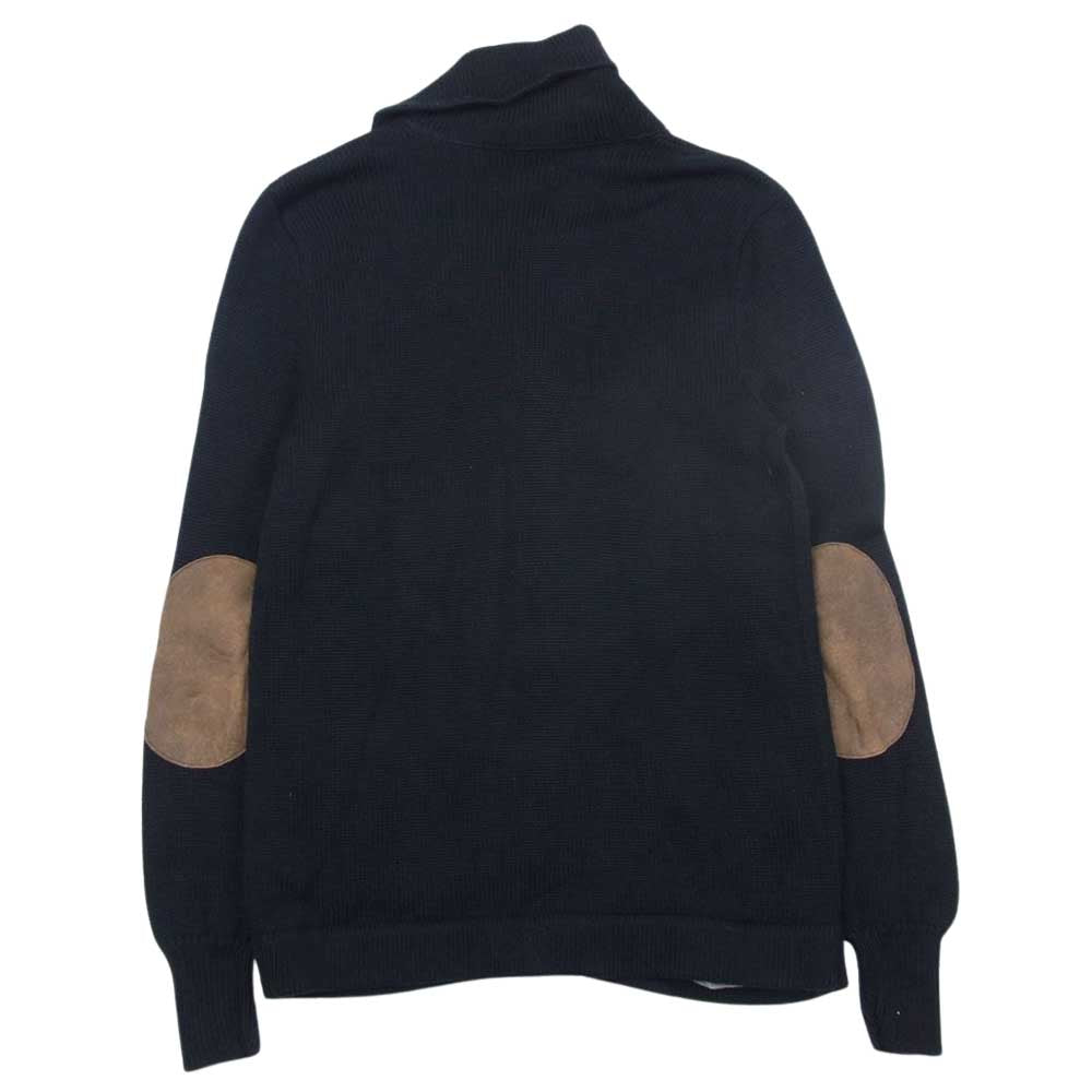 RALPH LAUREN ラルフローレン rugby ラグビー スカル ドクロ ショールカラー コットン ニット カーディガン ブラック系 ブラック系 XS【中古】