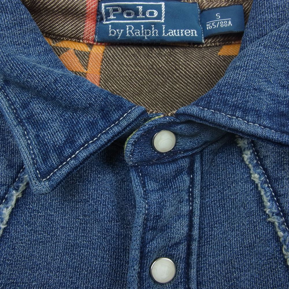 RALPH LAUREN ラルフローレン スウェット ウエスタン シャツ 裏地ネイティブ切替 インディゴブルー系 S【中古】