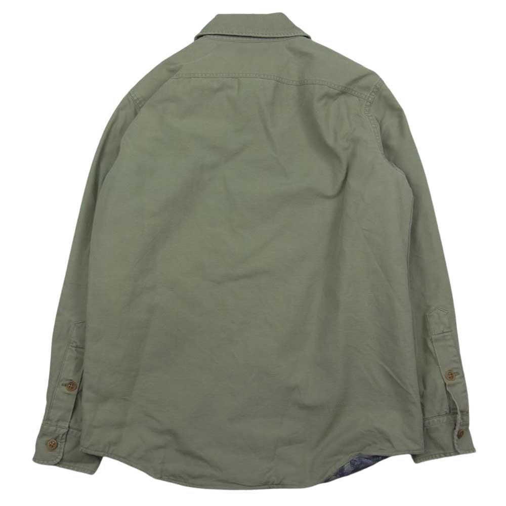RALPH LAUREN ラルフローレン キャンプシャツ ミリタリーシャツ 裏地ネイティブ柄 コットンブランケット カーキ系 S【中古】