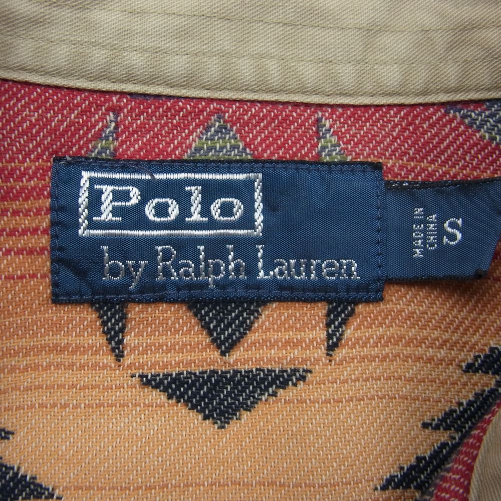 RALPH LAUREN ラルフローレン キャンプシャツ ミリタリーシャツ 裏地ネイティブ柄 コットンブランケット カーキ系 S【中古】