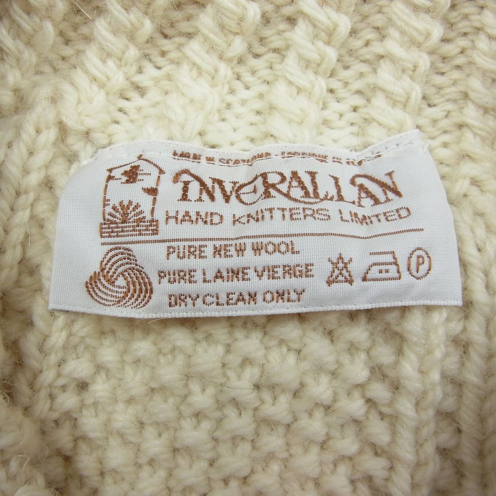 INVERALLAN インバーアラン 3A LUMBER 茶タグ カーディガン ウール  ニット  ホワイト系【中古】