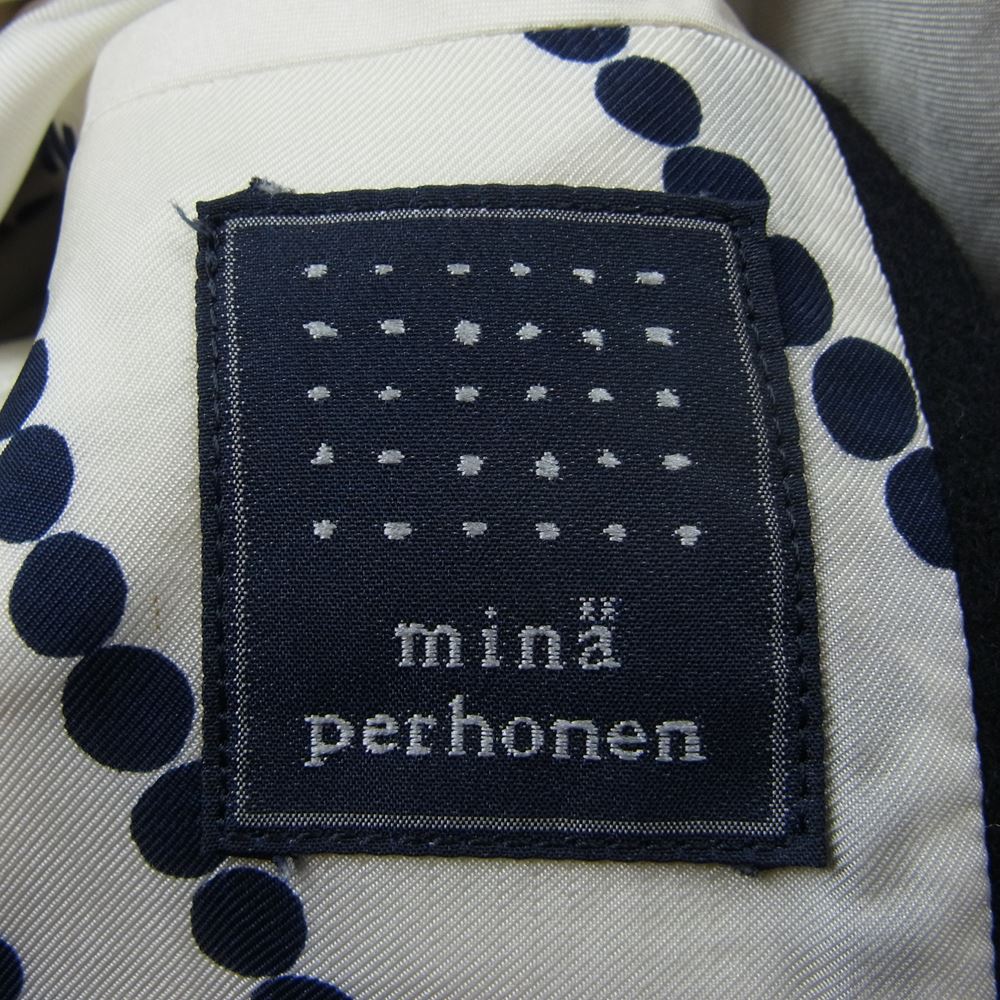 mina perhonen ミナペルホネン ha6080 melton 裏地総柄 カシミヤ ウール メルトン チェスターコート ブラック系【中古】