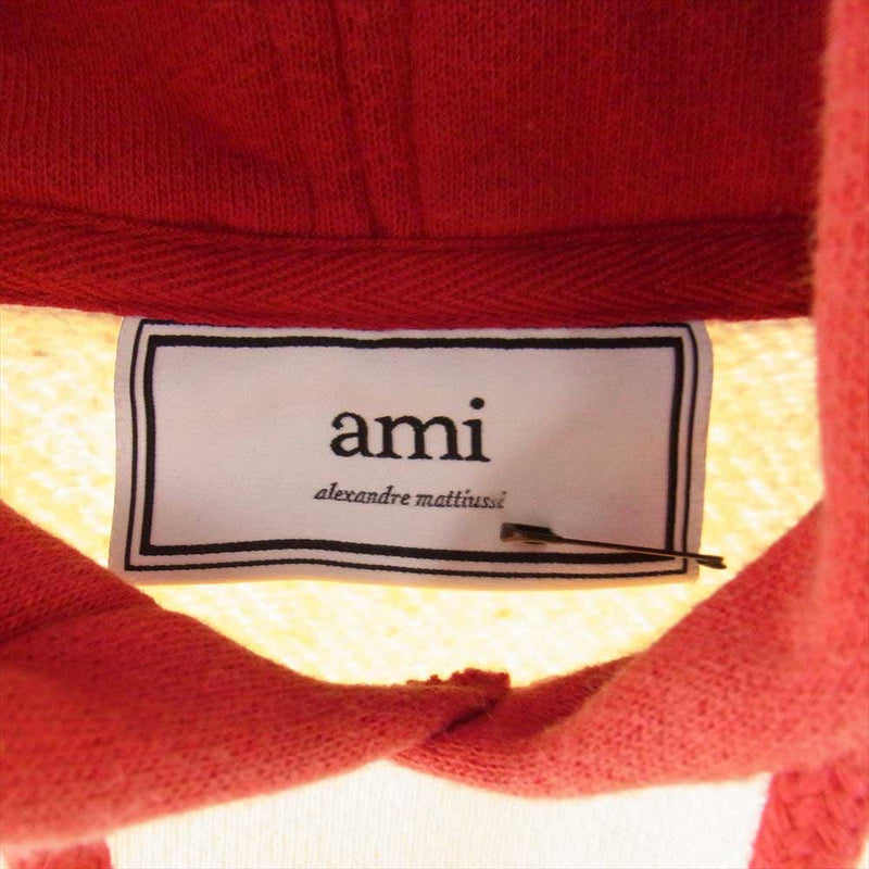 アミ パリ E19J081.710 Ami Paris Hoodie ロゴ 刺繍 フーディ パーカー レッド系 M【中古】