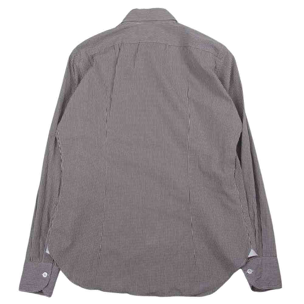 ジャンネット SLIM FIT スリムフィット タルカラー 長袖 ギンガム チェック シャツ ブラウン ブラウン系 40【中古】