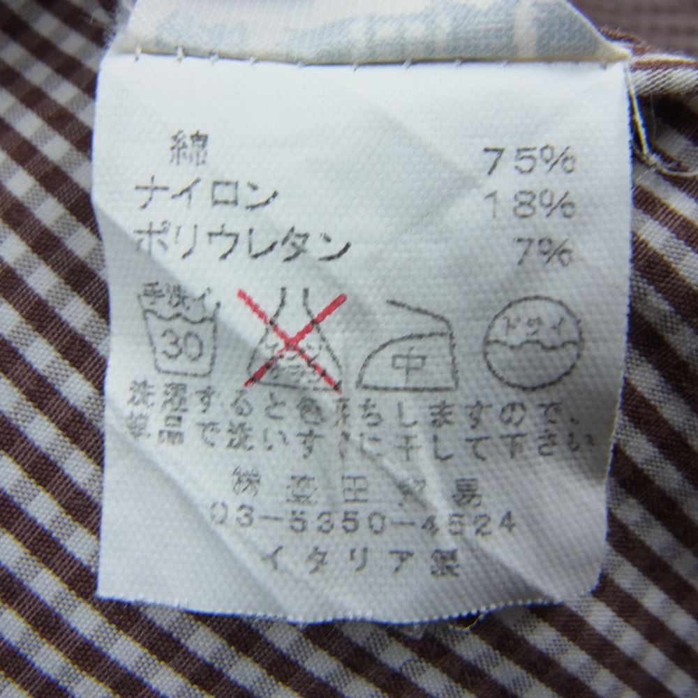 ジャンネット SLIM FIT スリムフィット タルカラー 長袖 ギンガム チェック シャツ ブラウン ブラウン系 40【中古】