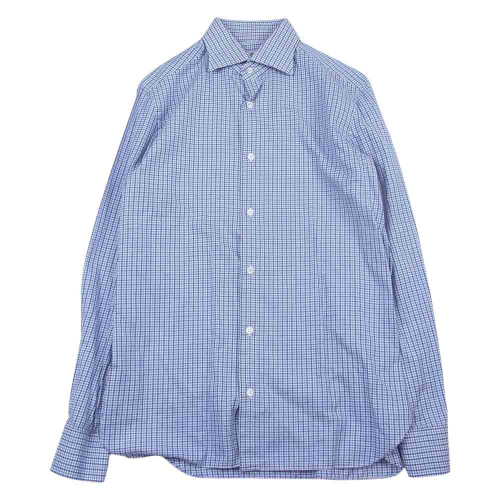 ルイジボレッリ 長袖 チェック シャツ ブルー系 15/38【中古】