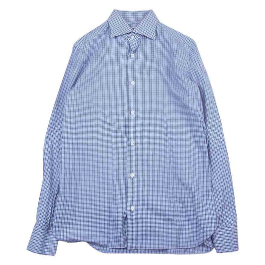 ルイジボレッリ 長袖 チェック シャツ ブルー系 15/38【中古】