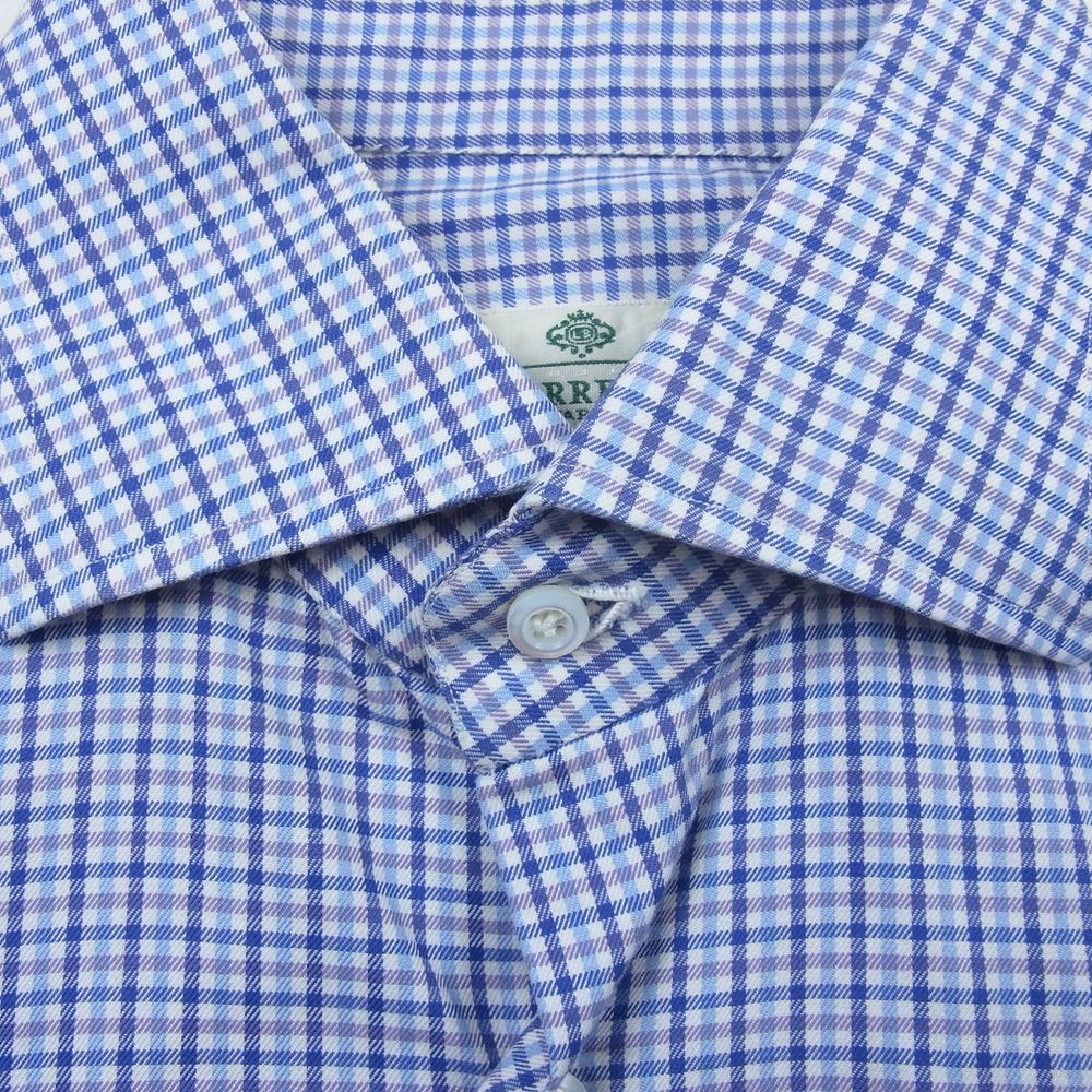 ルイジボレッリ 長袖 チェック シャツ ブルー系 15/38【中古】