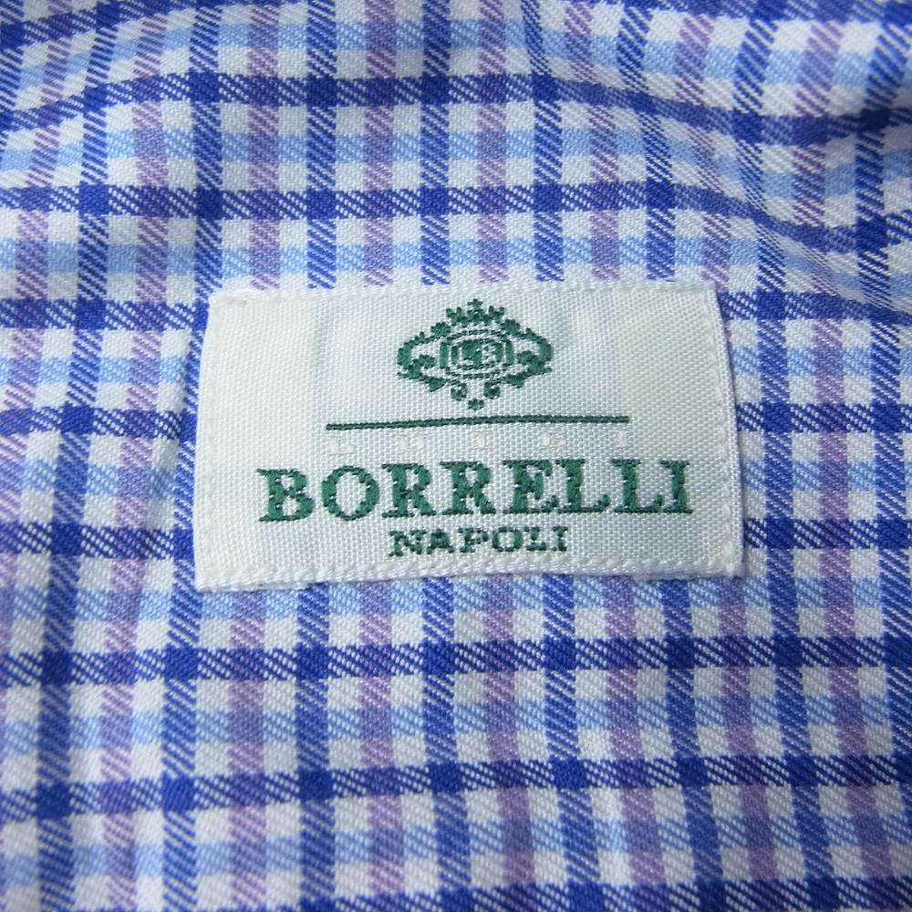 ルイジボレッリ 長袖 チェック シャツ ブルー系 15/38【中古】