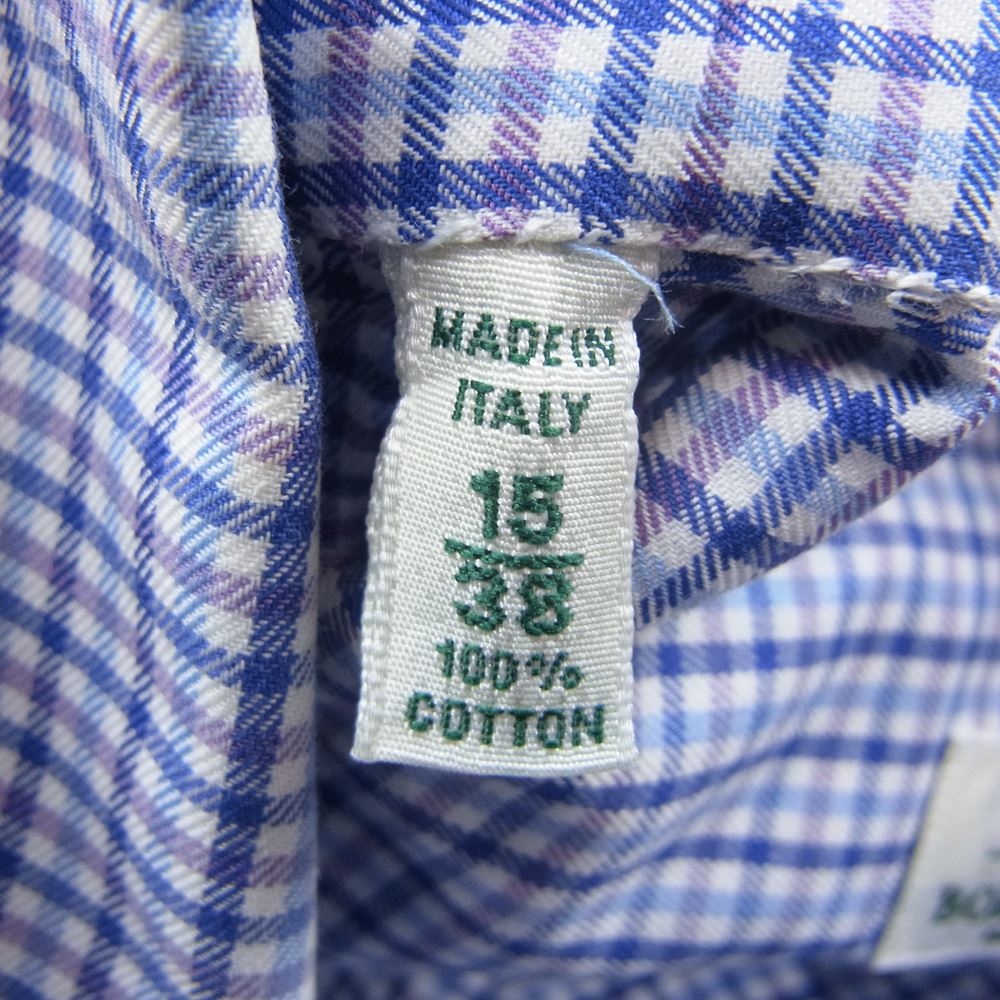 ルイジボレッリ 長袖 チェック シャツ ブルー系 15/38【中古】