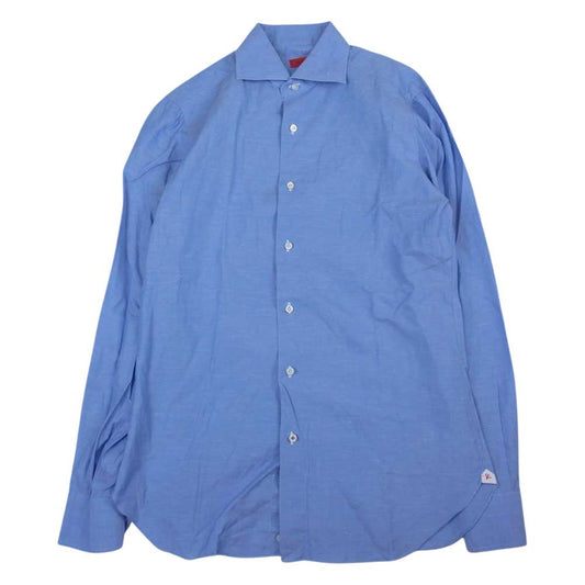 イサイア リネン混 コットン 長袖 シャツ ブルー系 15/38【中古】