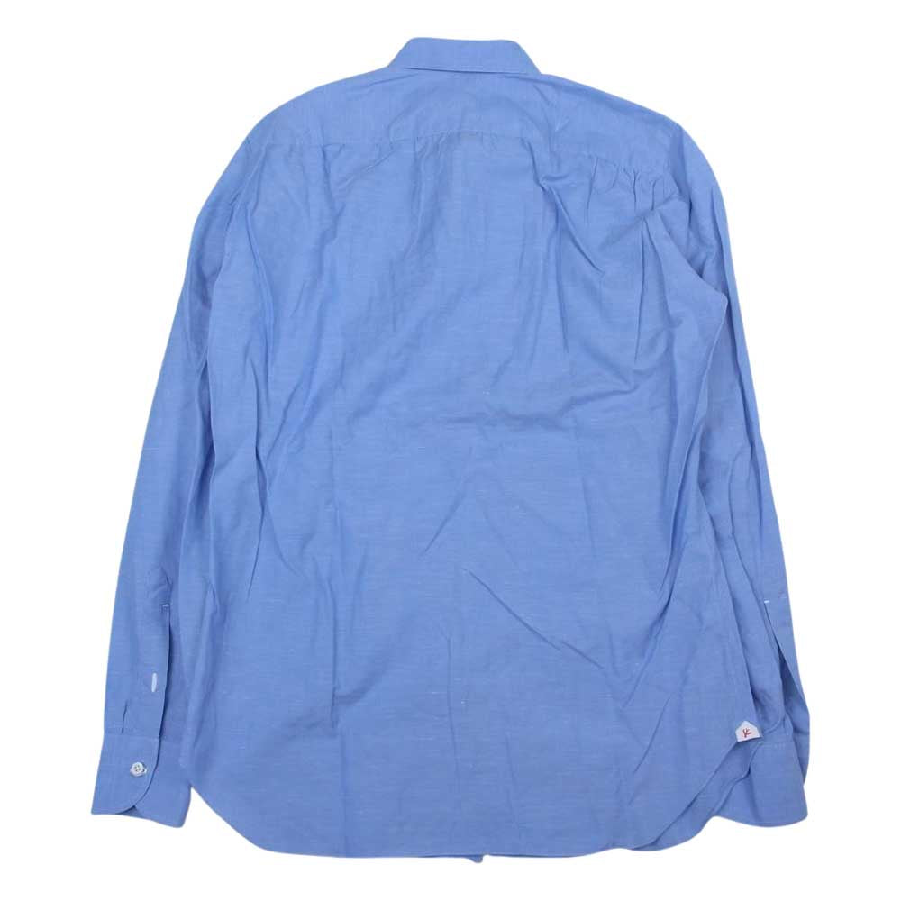 イサイア リネン混 コットン 長袖 シャツ ブルー系 15/38【中古】