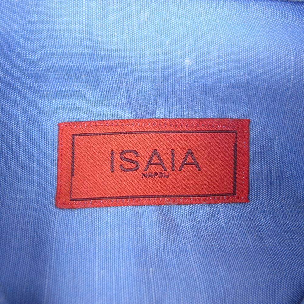 イサイア リネン混 コットン 長袖 シャツ ブルー系 15/38【中古】