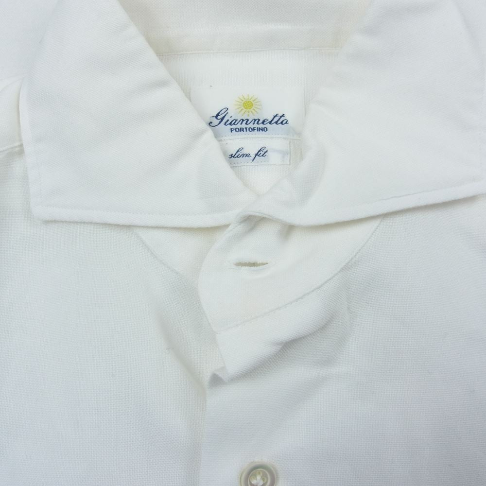 ジャンネット SLIM FIT スリムフィット タルカラー コットン 長袖 シャツ ホワイト系 15.5/39【中古】