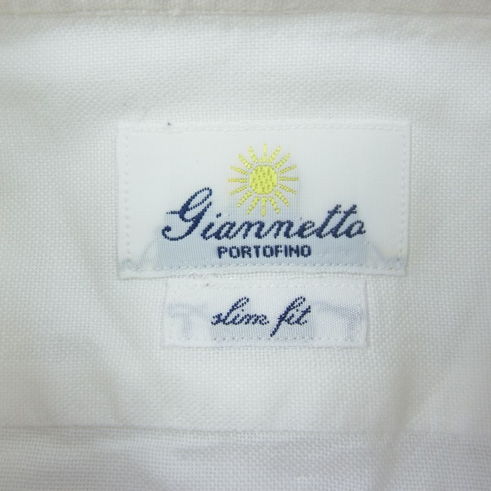 ジャンネット SLIM FIT スリムフィット タルカラー コットン 長袖 シャツ ホワイト系 15.5/39【中古】